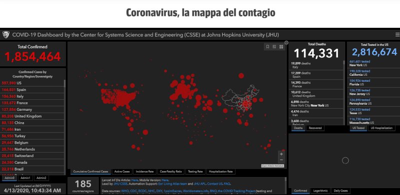 Mappa dei contagi